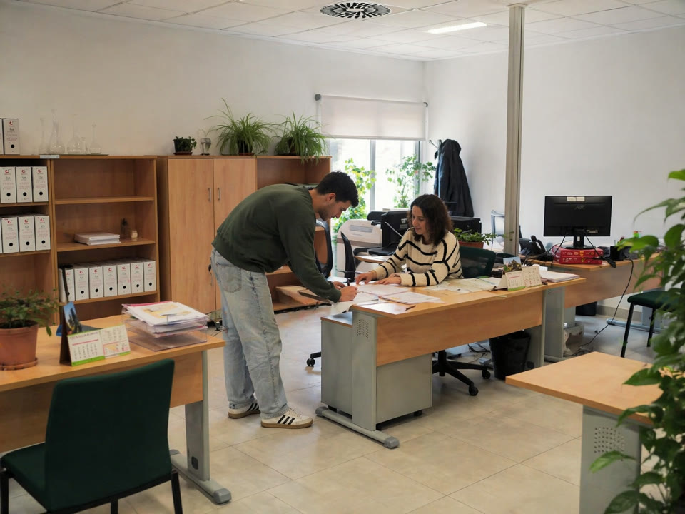 Despacho de orientación laboral donde se gestionan prácticas y convenios con empresas del sector agrario.